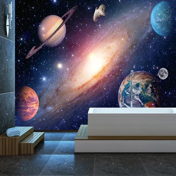 3D Tapetai Šiuolaikinės Visatos Žvaigždėtas Dangus Foto Sienų Freskomis Kambarį Vaikams Miegamojo Sienos Fone Namų Dekoro 3D Papel De Parede