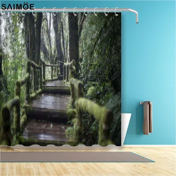 3D Urvas Krioklys Dekoracijos Dušo Užuolaidos Užuolaidos Vonios Gamta, Miško Medžių ir Kraštovaizdžio Vonios Užuolaidų Audinys atsparus Vandeniui