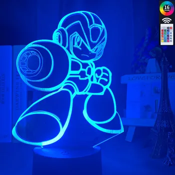 3D Žaidimas, Mega Man Paveikslas Vaikas Naktį Šviesos diodų (Led) Palieskite Jutiklio Spalvinga naktinė lempa Rockman Dovana, Vaikų Kambarys Lentelė 3d Lemputė Megaman