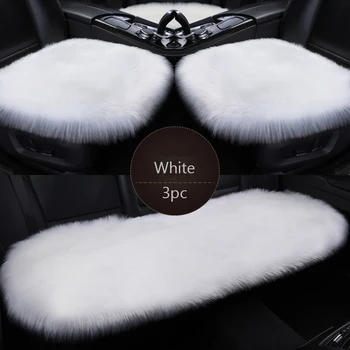 3PC Kailinių Automobilio Sėdynių užvalkalai Pluošto Dirbtiniais Auto Sėdynės Pagalvėlė Ilgai Pliušinis Žiemą Šilta, Sėdynės, Kilimėliai Universal 