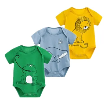 3PCS/DAUG Kūdikiams 2019 Trumpas Rankovės Medvilnės kūdikių drabužiai berniukams jumpsuit vasaros drabužių Kūdikiams Animacinių filmų Kostiumai Pižama
