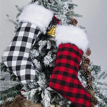 3PCS Kalėdinė Dekoracija Kalėdų Kojinės Pledas Kalėdų Didelis Klasikinio Balta Juoda Kalėdų Atostogų Šalis Dekoro Natal