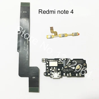 3pcs/nustatyti Xiaomi Redmi 4 Pastaba Tūris, Galia, Micro USB Įkrovimo lizdas Įkroviklis Dokas Plug Jungtis Pagrindinės plokštės Flex Kabelis