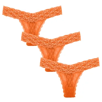 3Pcs Orange Sexy Nėrinių G-String Dirželius Europos Dydžio Besiūlių Kelnaičių Apatiniai Moterų Plius Dydis Tanga Seksualus apatinis Trikotažas Bielizna