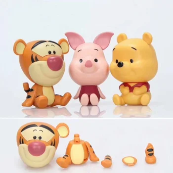 3pcs/set Anime Mielas Disney Mikė Pūkuotukas Paršelių Tigras Duomenys Mielas Žaislai Vaikas Veiksmų Figūrinės Lėlės Modelio Pooh Bear Dekoras Namuose