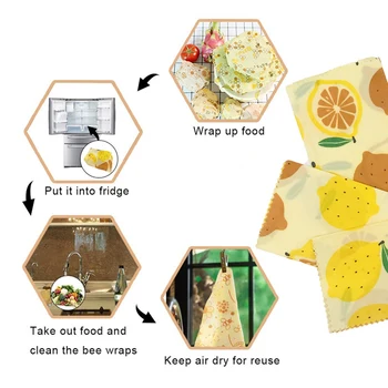 3pcs/set ekologiškos Daugkartinio naudojimo bičių Vaškas Wrap Šviežių laikyti bičių Vaškas Maisto Apsiaustas Krepšiai Tvaraus Organinės Medvilnės Maisto produktų Laikymo