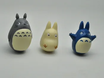 3pcs/set Mielas Japonų Anime Veiksmų Skaičius, Balta Totoro Masažuoklis Ver PVC Kolekcines, Modelį, Žaislai, Namų Puošybai Lėlės Dovanų 5~7cm