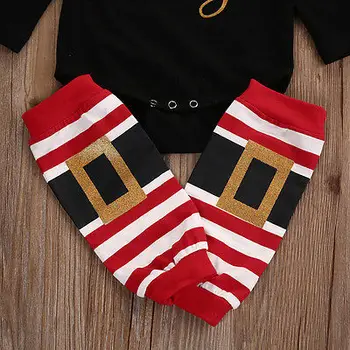 3pcs/set naujagimiui drabužius ilgomis Rankovėmis kūdikiui Romper + Kojų Šildytuvus + lankelis Kalėdų Komplektus Kostiumas Dovana