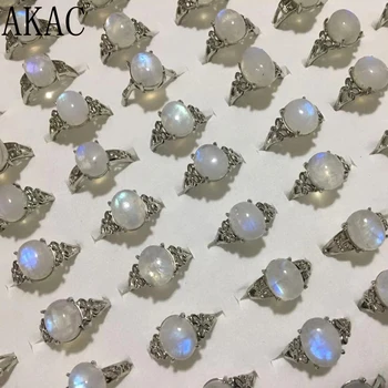 3rings/set AKAC natūralus vaivorykštinis mėnulio akmuo baltos spalvos vario reguliuojamas žiedas, skirtas moterims, vyrams siųsti atsitiktinai didmeninės