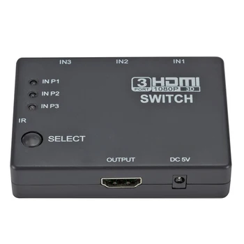 3x1 HDMI Splitter 3 jungtys HDMI 1080P Vaizdo Perjungimas Switcher HDMI Splitter su Nuotolinio Splitter Lauke HDMI Adapteris, HDTV, DVD PS3