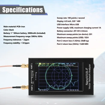 4.0 Colių Ekranas, 3G Vektoriaus Tinklo Analizatorius SAS-2N NanoVNA V2 Antenos Analizatorius Trumpųjų HF VHF UHFAntenne analizatorius Matuoklis