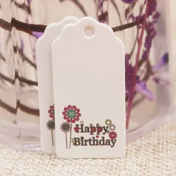 4*2cm mielas gėlių dizainas spausdinti Laimingas gimtadienio dovanos apdailos pakabinti tegus įvairių stilių dovanų/saldainių/vestuvių nori etiketės tag200pc