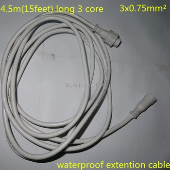 4,5 m(15feet) 3 pagrindinių BALTOS spalvos vandeniui ilginamasis kabelis, viename gale su vyrų, kitas galas su vidiniu;13,5 mm serija