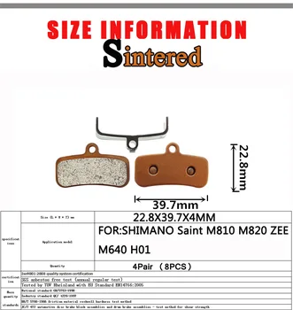 4 Poros Kalnų MTB Dviračiu Sukepintų Dviračio Diskiniai Stabdžiai Padas SHIMANO Saint M810 M820 ZEE M640 H01 Priedai
