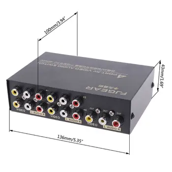 4 Port AV Audio Video RCA 4 Įvesties Ir 1 Išvesties Switcher Selektorių Perjunkite Splitter Dėžutę