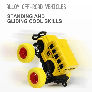 4 Stilius Mini Lydinio Off-Road Transporto priemonė, Žaislų, Mokyklinių Autobusų Modelis Diecast Traukti Atgal Stumdomas Automobilių Žaislas Berniukams, Vaikų Dovanų
