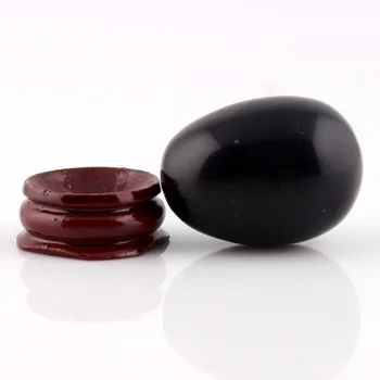 40*30mm Juodasis obsidianas Natūralaus Akmens Raižyti Kiaušinius Su medienos stovėti Bell Chakra Gydymo Kristalų Reiki Nemokamai dėklas
