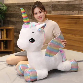 40cm ~1M Milžinišką Vienaragis Pliušinis žaislas Fantastinis Vaivorykštė Žėrintis Sparnus Įdaryti Unicornio Lėlės, žaislai mergina