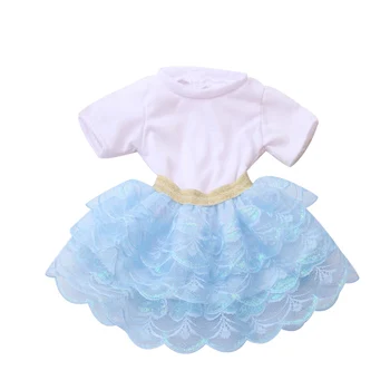 43 cm kūdikių lėlės drabužius nėrinių sijonas set + white T-shirt, Suknelė tinka priedai American 18 colių Mergaičių lėlės f740