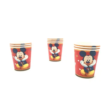 44Pcs/Daug Karšto Disney Animacinių filmų Raudona Mickey Mouse Vaikai Mergina Gimtadienio Popieriniai Puodeliai+Plokštės+Užpūsti+Saldainiai Boxs Šeima Šalies Prekių
