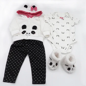 48CM Vaikų Reborn Baby Doll Žaislas Minkšto Silikono Mielas Panda Audinio Organas, Trumpų Plaukų Miega Baby Doll Bamblys Vaikai Apsimesti Žaisti