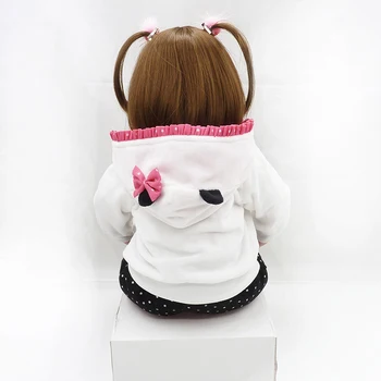 48CM Vaikų Reborn Baby Doll Žaislas Minkšto Silikono Mielas Panda Audinio Organas, Trumpų Plaukų Miega Baby Doll Bamblys Vaikai Apsimesti Žaisti