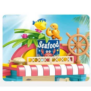 490pcs Pajūrio jūros Gėrybių Restoranas Blokai Draugų Atostogų Rinkti Valgykla Modelis Plytų Švietimo Žaislai Mergaitėms