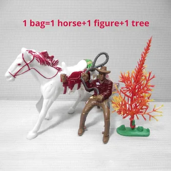 4bags/daug Indijos Laukinių Vakarų Kaubojus šalies gyvenime karvės berniukas su žirgų medžio PVC Anime pav Kalėdinė Dekoracija Modelis Žaislas