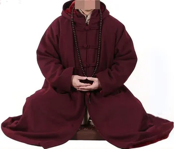 4colors raudona/pilka/camel geltona/ruda žiemą šilta vilna Budizmas Shaolin monks rūbeliai Nustatyti Budistų žaliojo meditacija apsiaustu