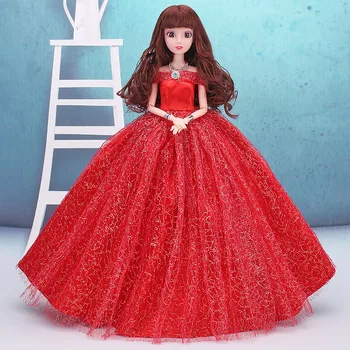 4D Akys, Ilgos Suknelės Mergaičių Lėlės Vaikų Žaislai Kilnojamojo Kūno 12 Sąnarių 30cm Gražus Princesė Lėlės su Vestuvių Suknelė