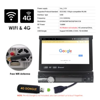 4G 2G+32G Android 9.0 Auto Radijo 7Inch 1DIN Universalus Automobilinis DVD grotuvas, GPS, Stereo Audio Galvos vienetas DAB DVR OBD BT SWC RDS USB CAM