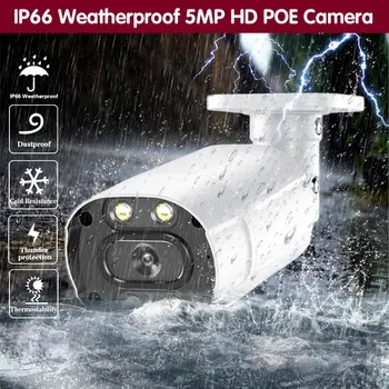 4k 8mp Kamera su POE Apsaugos Sistemos NVR Rinkinys 8ch 5MP Vaizdo Stebėjimo Sistema, Lauko Garso Spalva Naktinio Matymo IP vaizdo Kamera Rinkinys