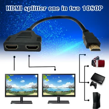 4K HDMI Laidas, Adapteris, Splitter 2.0 Konverteris 1-2 Iš 1-Vyras, 2-Moteris UHD TV DQ-Drop