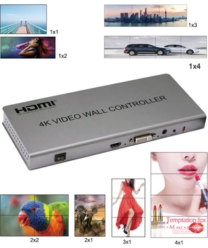4K TV Wall Procesorius 2x2 Vaizdo Siena Valdytojas DVI HDMI Multi-ekranas, Užleidžiant Procesorius Vaizdai Susiuvimo 1x2 1x3 1x4 4x1 Splicer