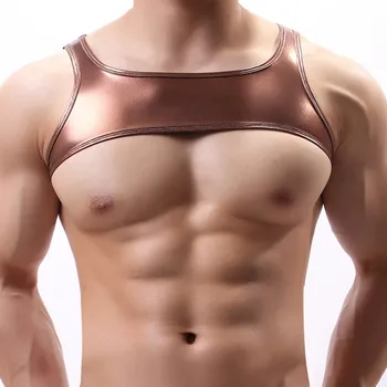 4PCS/daug Sexy Vyrai Undershirt Dirbtiniais Odos PU Imtynių Singlet Bikini Suspender Teddies Apatiniai Pusė Undershirts