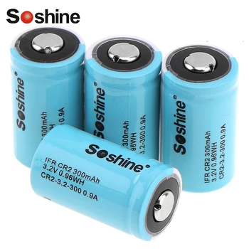 4pcs/daug Soshine IFR CR2 Įkraunama Baterija 3.2 V 300mAh LiFePO4 CR 2 Baterijos, Žibintuvėlis Žibintai Kamera + Baterijos Dėžutė Atveju