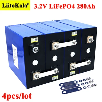 4PCS Liitokala 3.2 V 280Ah lifepo4 Baterija PASIDARYK pats 12V 280AH Įkrovimo paketą, skirtą Elektra varomų Automobilių RV Saulės Energijos Saugojimo Sistema