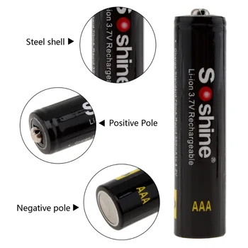 4PCS/pak Soshine 3.7 V 10440 Li-ion baterija 350mAh AAA Akumuliatoriai LED Žibintai priekiniai Žibintai, Aukštos Kokybės