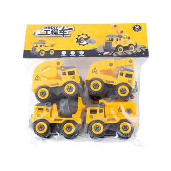 4pcs Statybos Žaislas Inžinerijos Automobilio Gaisro sunkvežimių Varžtas Statyti ir išnarstyti Grea