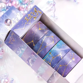 4pcs Žvaigždžių Žvaigždė Popieriaus Washi Tape Nustatyti 15mm Nakties Danguje Sakura Gėlių Aukso Lipnia Izoliacine Juostos Albumą Dienoraštis Knyga Lipdukas F374