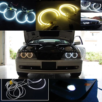 4X131mm Itin ryškus projektorius SMD Šiltai Balta LED angel eyes 2600LM 12V halo žiedas rinkinys dienos šviesos BMW E36 E38 E39 E46