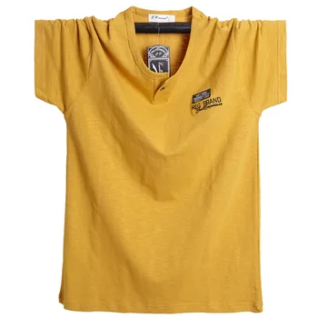 4XL 5XL 6XL 2019 m. Vasaros Nauji vyriški Laisvalaikio Laisvi marškinėliai Mados Aukštos Kokybės vientisos Spalvos Siuvinėjimo Trumpas Rankovės