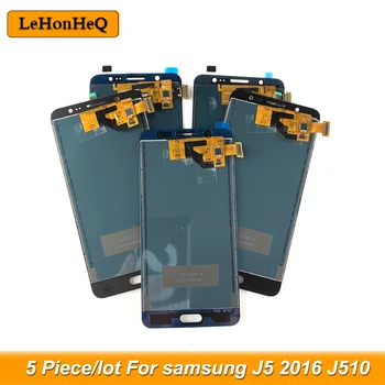 5 gabalas/daug LCD Samsung Galaxy J5 2016 J510 LCD J510F J510FN J510M Ekranas Jutiklinis Ekranas skaitmeninis keitiklis asamblėja