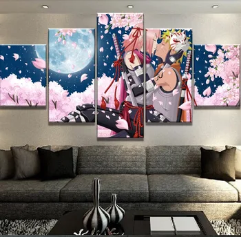 5 Gabalas HD Spausdinimo Didelis Naruto Anime Plakatu, Cuadros Kraštovaizdžio Drobė Sienos Menas Namų Dekoro Kambarį Drobės Paveikslas(Rėmas)