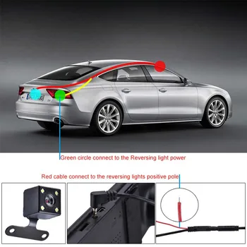 5 Pin Automobilio Galinio Vaizdo Kamera, Atbulinės Naktinio Matymo 170 Laipsnių Plataus Kampo Įrašymo Stovėjimo Vandeniui Spalvą Vaizdo Kamera