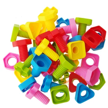 5 Poros Varžtų blokai plastiko įterpti blokus, riešutų forma žaislai vaikams Švietimo Žaislai, modeliai