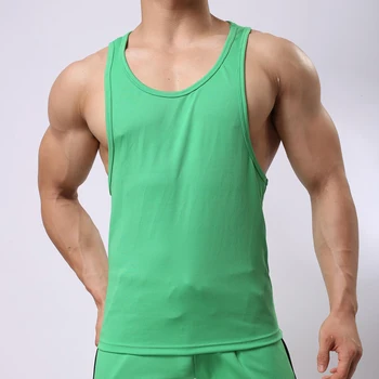 5 Spalvų Mens Rankovių Tee Marškinėliai Singlet Y Atgal tankų Undershirts Treneris Kultūrizmo Drabužių Vest Vyrų Leisurewear