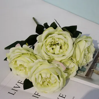 5 vadovai modeliavimas real touch bijūnas gėlių, vestuvių papuošimas, gėlių arkos T platformos kelių sukelti dirbtinio šilko gėlių puokštė