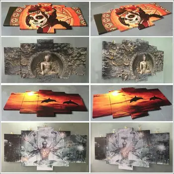 5 vnt Spausdinti Hot Rod Raudonas vaizdas iš Priekio Vaizdas iš Ratų, Paveikslai, Sienos Menas Drobė Modulinės Kambarį Miegamųjų Namo Apdaila iki-993
