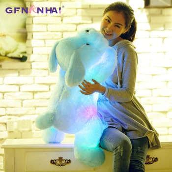 50/80cm Žėrintis LED Šviesos Guli Šuo, Pliušinis Žaislas, Minkšti Minkšti, Spalvingi Šviesos Gyvūnų Šunų Pagalvę Lėlės Vaikams Kalėdų Dovana